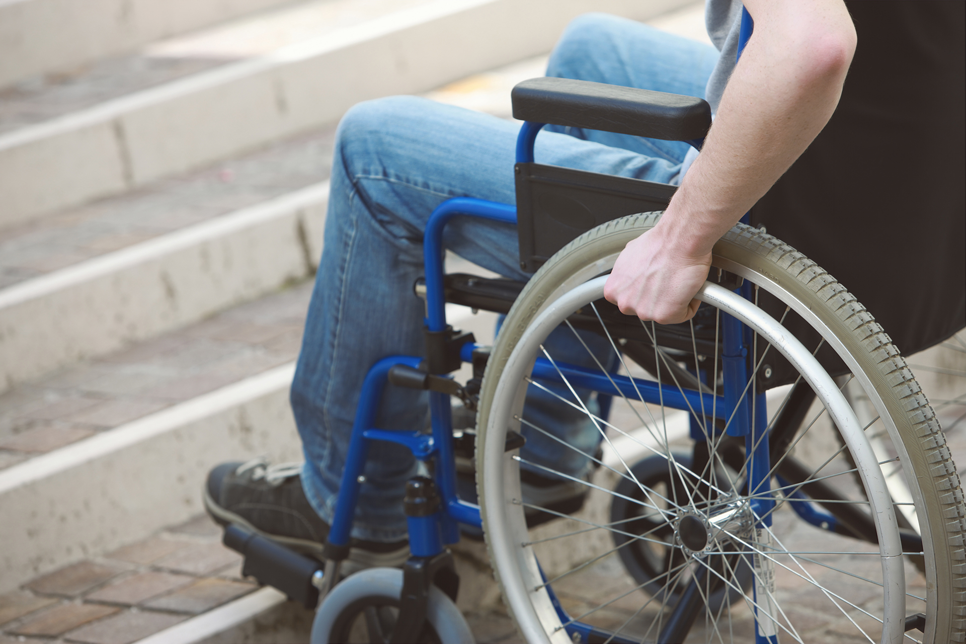 Wheelchair Approaching Staircase